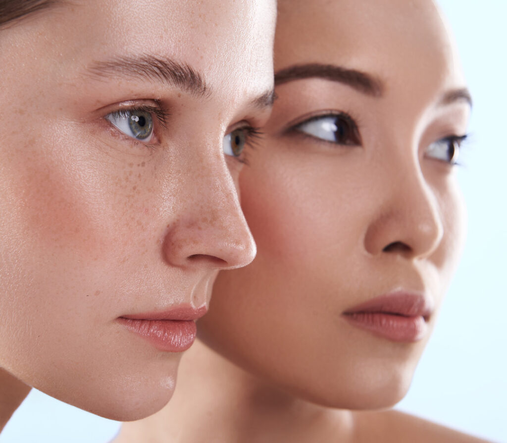 close-up of two women with healthy skin